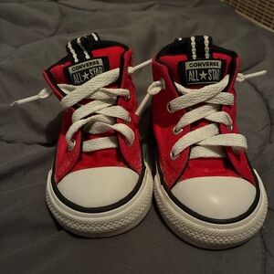 Converse Kids Red and White High-Top Sneakers